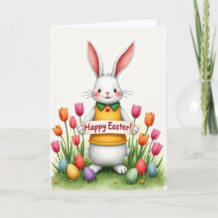 Spring Pattern Bunny Greeting Card