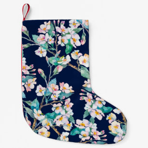 Spring pattern. Flowering branches. Watercolor. Vi Small Christmas Stocking