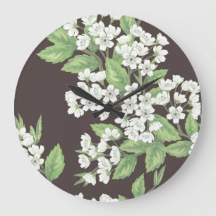 Spring pattern, green branches seamless. large clock