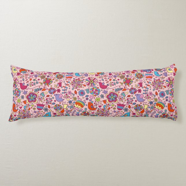 Spring pattern with colourful flowers body cushion (Front)