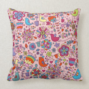 Spring pattern with colourful flowers cushion