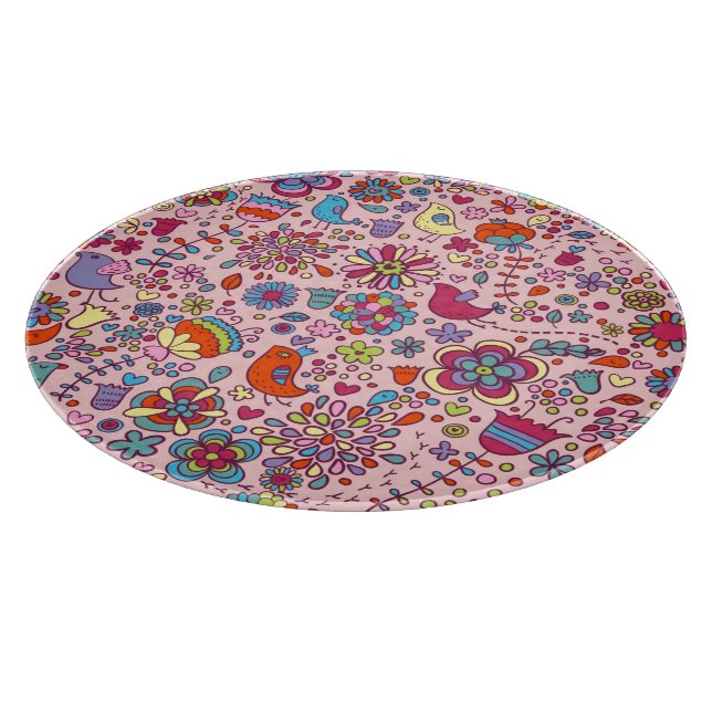Spring pattern with colourful flowers cutting board (Corner)
