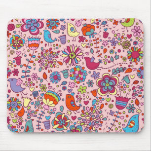 Spring pattern with colourful flowers mouse pad