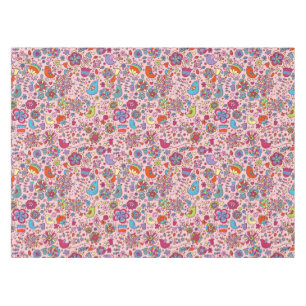 Spring pattern with colourful flowers tablecloth