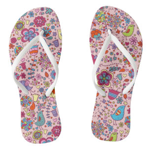 Spring pattern with colourful flowers thongs