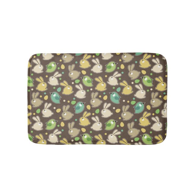 spring pattern with easter eggs,birds bath mat (Front)