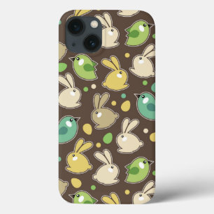 spring pattern with easter eggs,birds iPhone 13 case