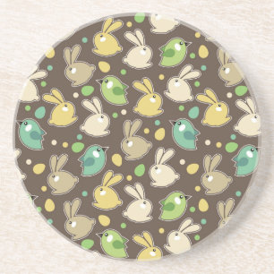 spring pattern with easter eggs,birds coaster