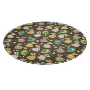 spring pattern with easter eggs,birds cutting board