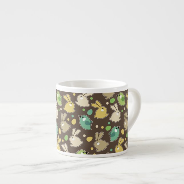 spring pattern with easter eggs,birds espresso cup (Front Right)