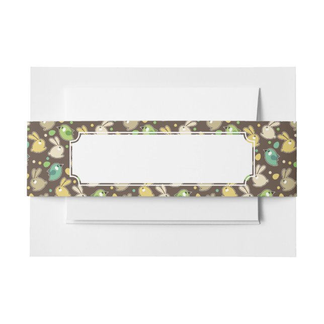 spring pattern with easter eggs,birds invitation belly band (Front Example)