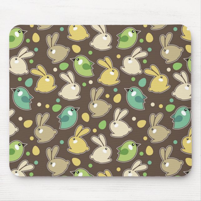 spring pattern with easter eggs,birds mouse pad (Front)