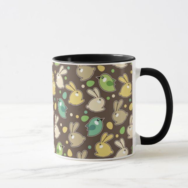 spring pattern with easter eggs,birds mug (Right)
