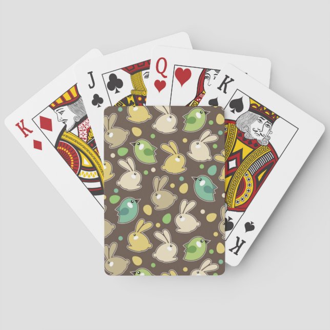 spring pattern with easter eggs,birds playing cards (Back)