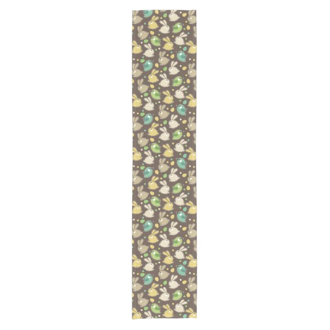 spring pattern with easter eggs,birds short table runner (Front)