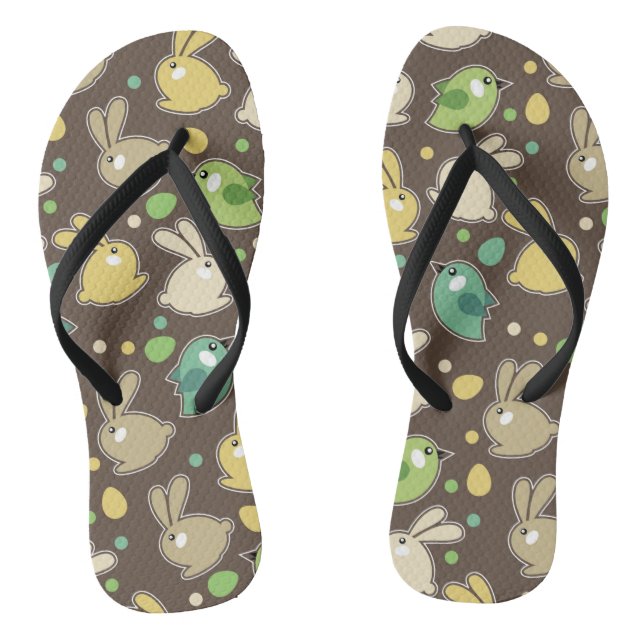 spring pattern with easter eggs,birds thongs (Footbed)