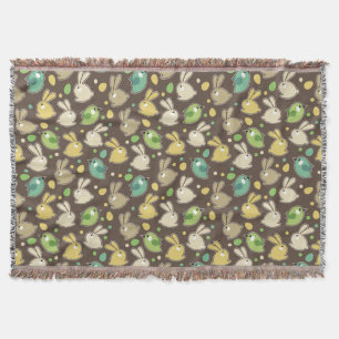 spring pattern with easter eggs,birds throw blanket