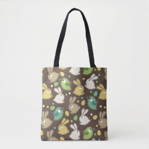 spring pattern with easter eggs,birds tote bag