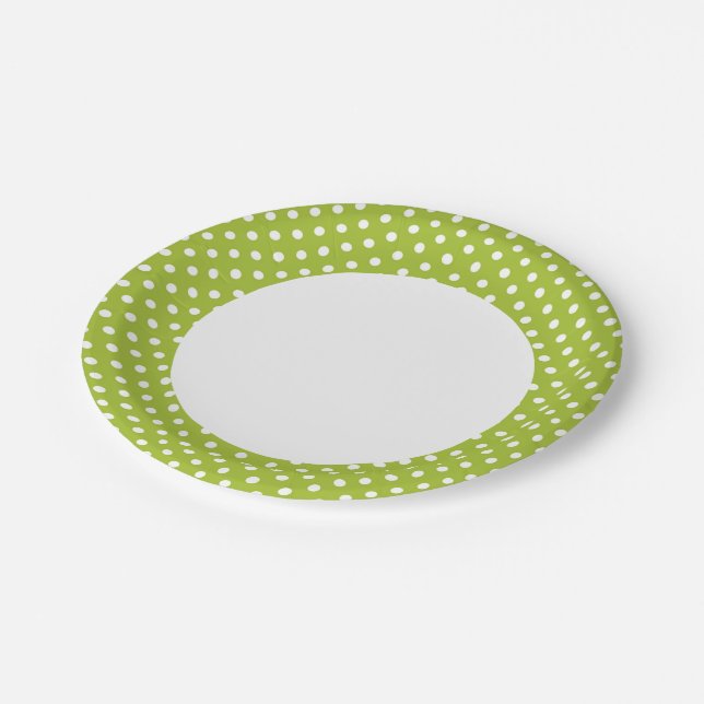 Spring pattern with white polka dots paper plate (Angled)
