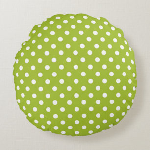 Spring pattern with white polka dots round cushion
