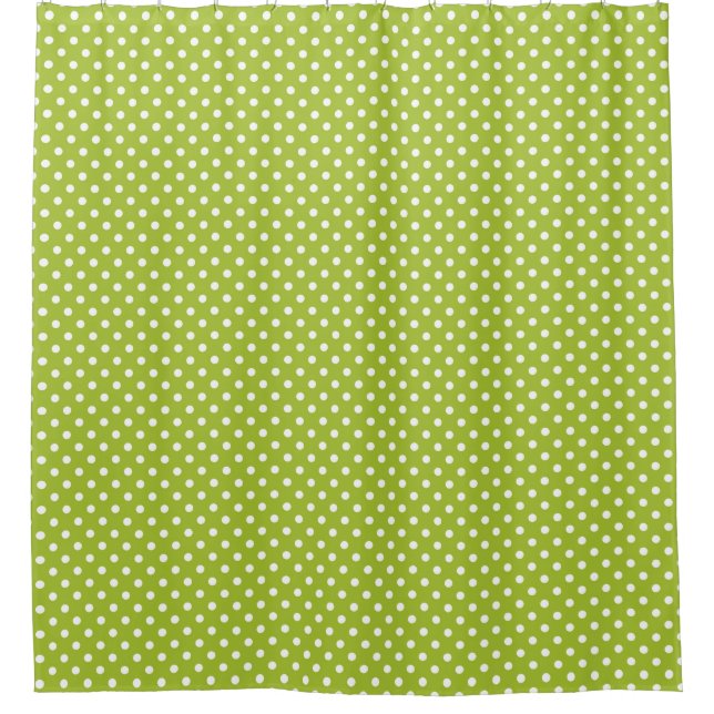 Spring pattern with white polka dots shower curtain (Front)