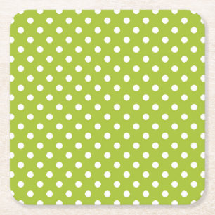 Spring pattern with white polka dots square paper coaster
