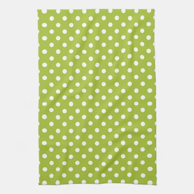 Spring pattern with white polka dots tea towel (Vertical)