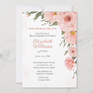 Spring Peach Floral Bridal Shower Invitation
