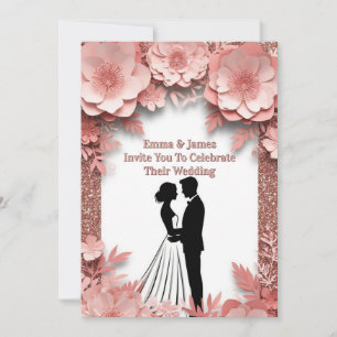 🌷 Spring Peach Wedding With Rose Gold 💍 Invitation