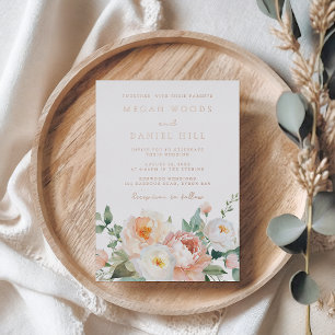 Spring Peach White Blush Floral Wedding Rose Gold
