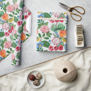 Spring Peonies Tulips Flowers Garden Wrapping Paper