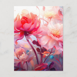 Spring Peony Bloom Garden Watercolor Holiday Postcard