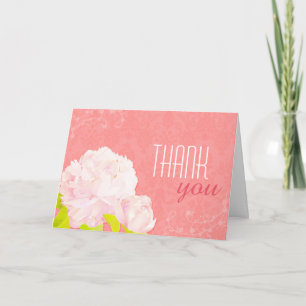 Spring Peony Coral Wedding Thank You Card