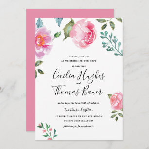 Spring Peony Floral Wedding Invitation