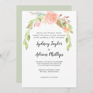 Spring Peony Formal Wedding Invitation