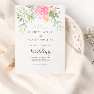 Spring Peony Informal Wedding Invitation