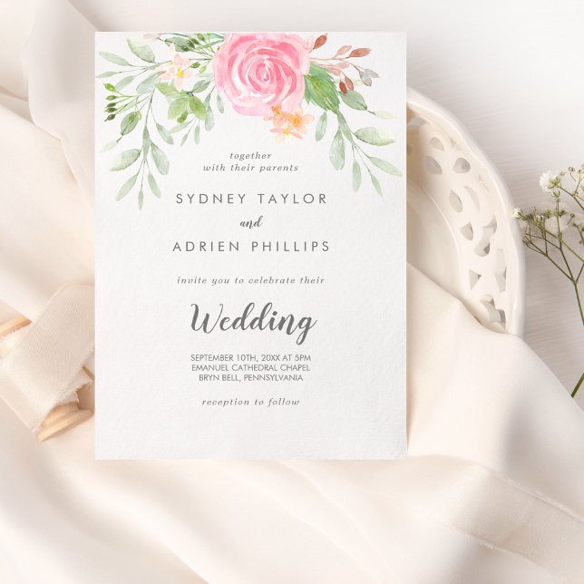 Spring Peony Informal Wedding Invitation (Creator Uploaded)