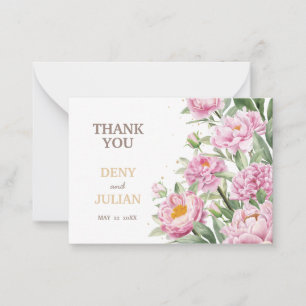 Spring Peony Romantic Thank You  Flowers Note Card
