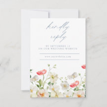 Spring Peony Watercolor Wedding Reply RSVP Card