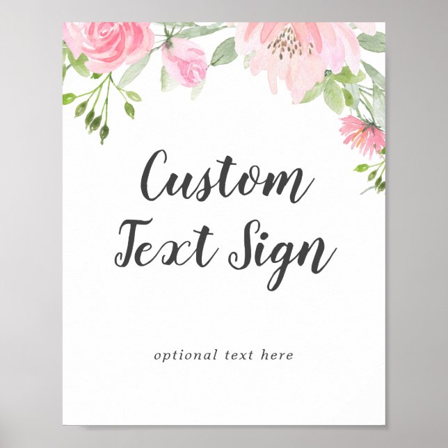 Spring Peony Wedding Custom Text Sign (Front)