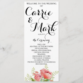 Spring Peony Wedding Program