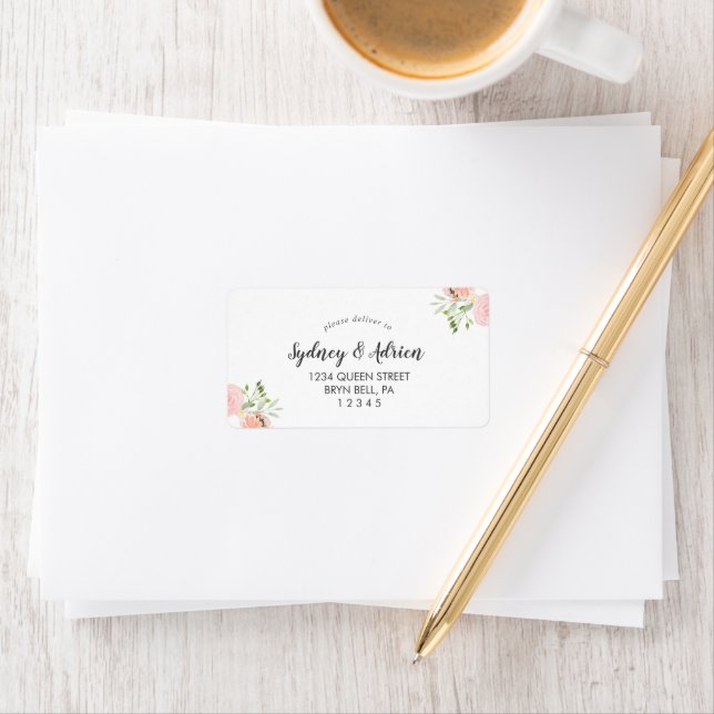 Spring Peony Wedding RSVP Address Label (Insitu)