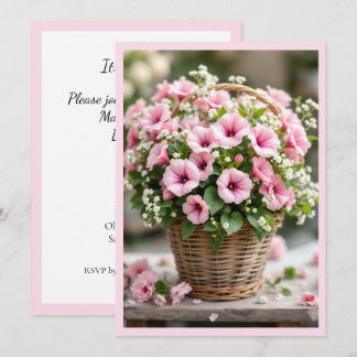 Spring Petunias in Pink Personalise Party Invitation