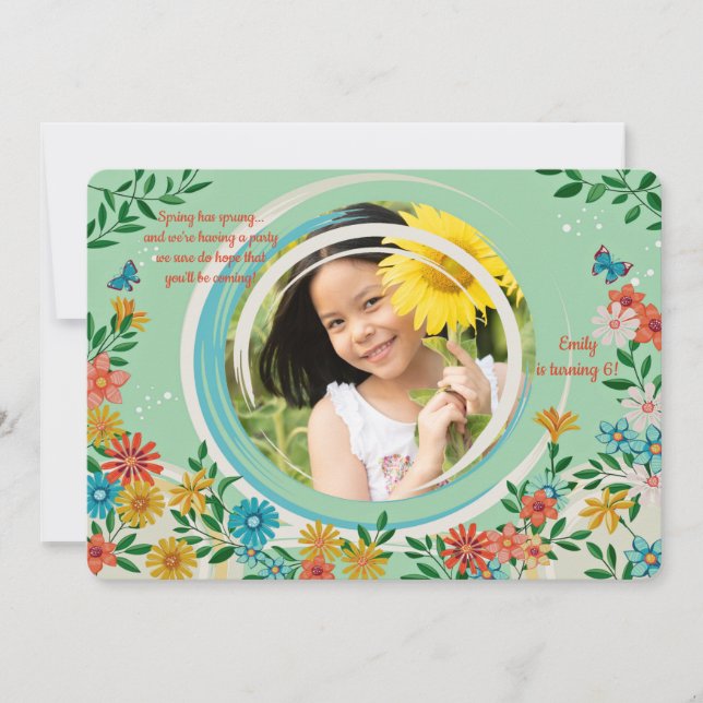 Spring Photo Frame Birthday Invitation (Front)