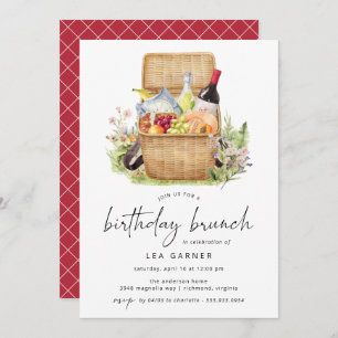 Spring Picnic   Cute Floral Birthday Brunch Invitation