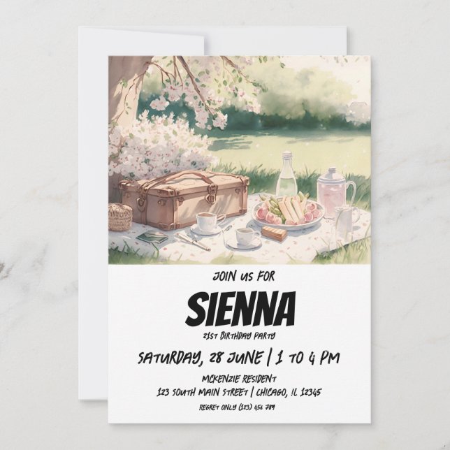 Spring Picnic in terrace garden Invitation (Front)