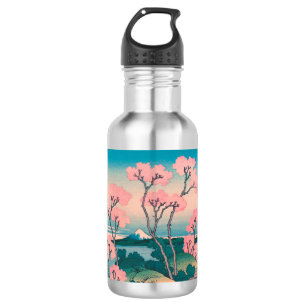 Spring Picnic under Cherry Tree Flowers Mount Fuji 532 Ml Water Bottle