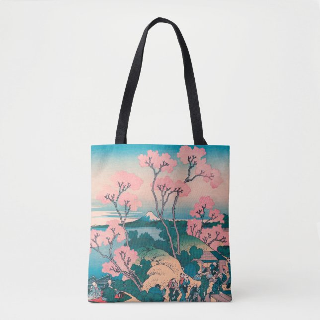 Spring Picnic under Cherry Tree Flowers Mount Fuji Tote Bag (Front)