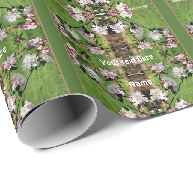 Spring Pink And White Blossoms Personalised Wrapping Paper (Roll Corner)