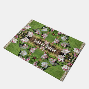 Spring Pink And White Blossoms Personalized Doormat